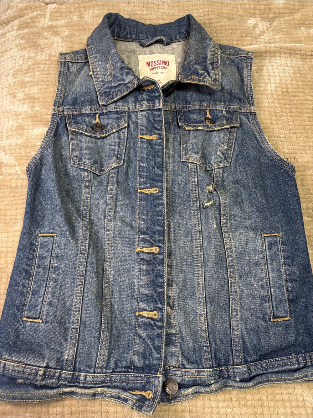 Mossimo Supply Co. Distressed Blue Denim Vest